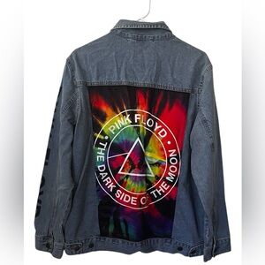 Pink Floyd Bright Colorful Logo Back Denim Jacket Oversized M